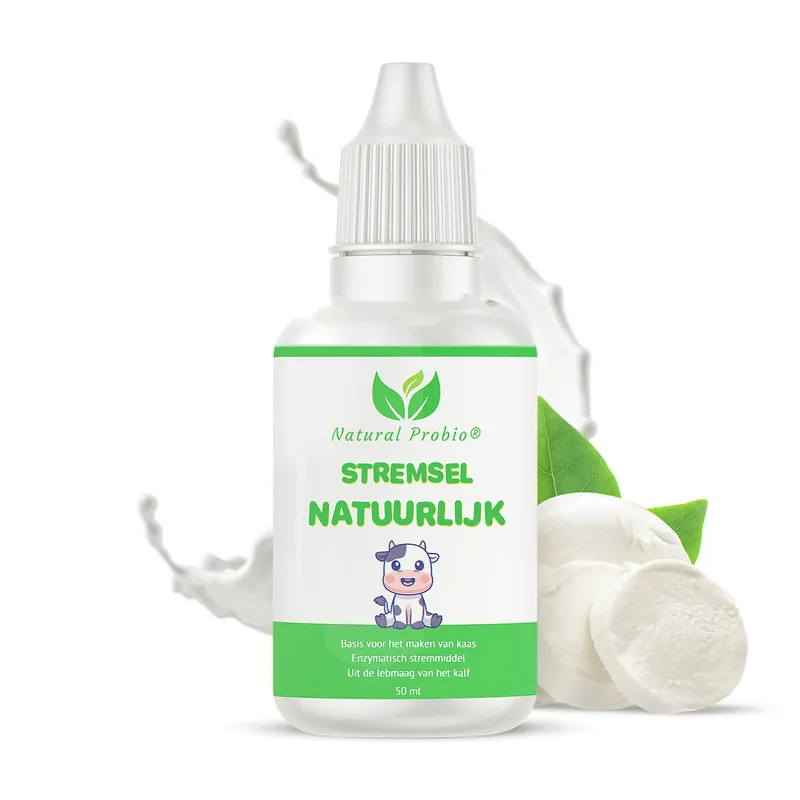 Flesje vloeibaar kalfsstremsel, 50 ml, met druppeldop